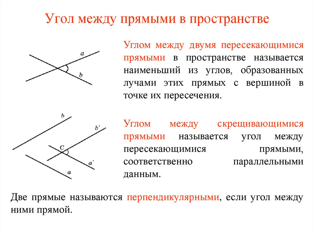 Угол между параллельными. Угол между прямыми. Угол между двумя прямыми в пространстве. Угол между параллельными прямыми в пространстве. Как определяется угол между 2 прямыми в пространстве.