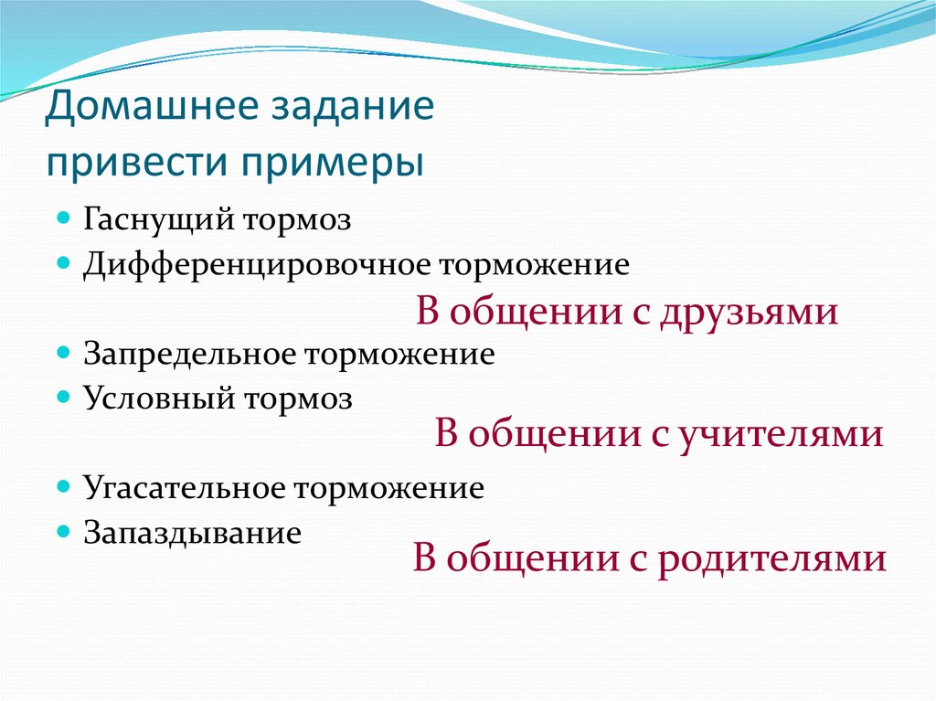Домашнее задание привести примеры