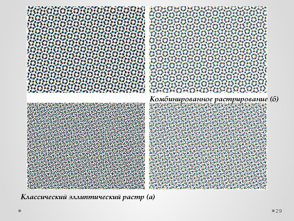 Растровый газетный рисунок состоит из точек четырех цветов
