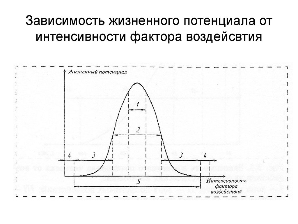 24 зависимость. Зависимость жизненного потенциала от интенсивности воздействия. Зоны жизненного потенциала. Жизненный потенциал. График жизненного потенциала к интенсивности фактора воздействия.