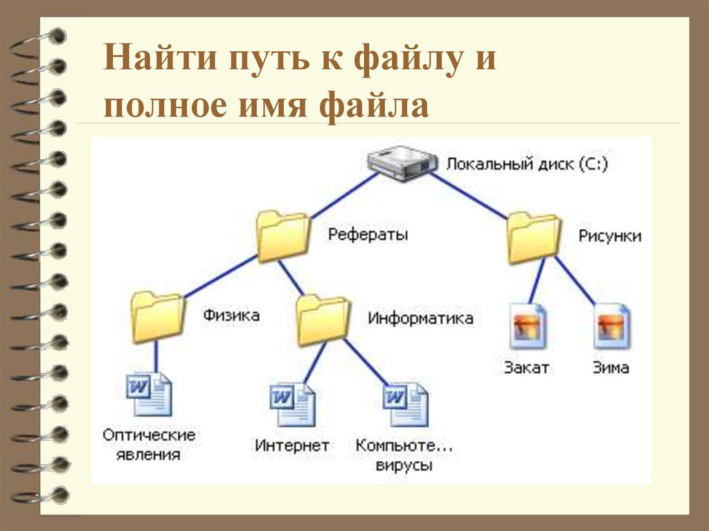 Полным именем файла является локальный диск рефераты рисунки физика информатика закат зима