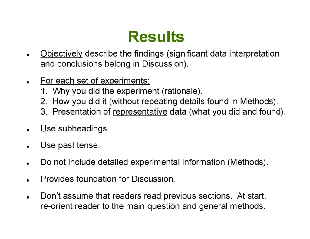 results section of a research manuscript