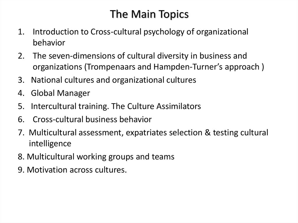 cross cultural psychology topics