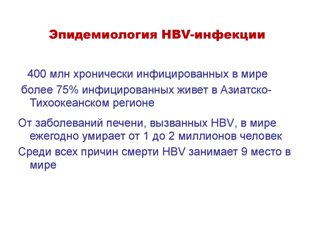 Эпидемиология HBV-инфекции