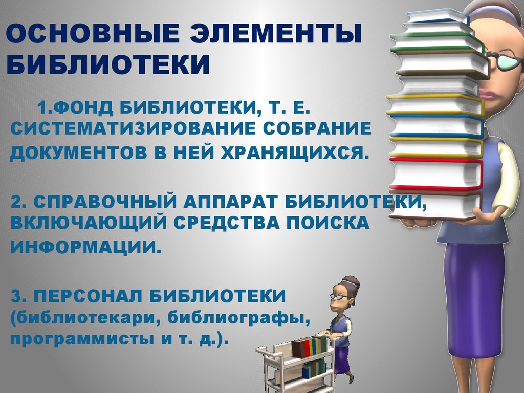 Примеры использования библиотек. Библиотека элементов. Основные подсистемы библиотеки. Основные функции школьной библиотеки. Концепция работы библиотеки.