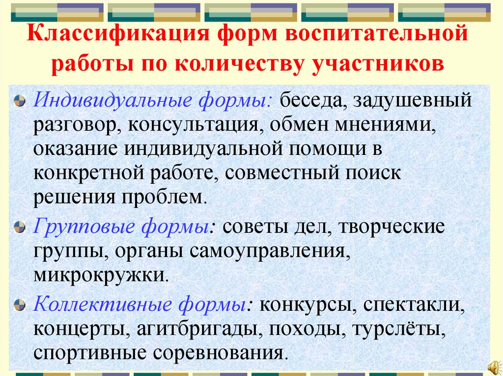 Формы воспитательной работы. К коллективным формам воспитательной работы относятся. Классификация форм воспитательной работы. Виды и формы воспитательной работы в начальной школе. Формы и методы воспитательной работы.