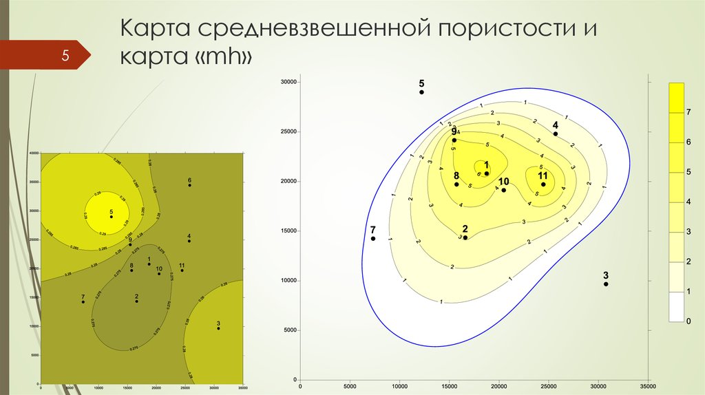 Карта толщин. Карта песчанистости. Карта коэффициента песчанистости. Структурная карта пористости. Карта эффективных газонасыщенных толщин.