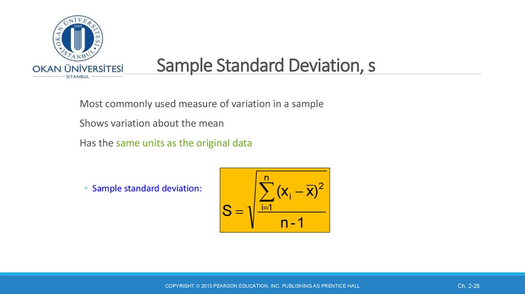 Sample Standard Deviation, s