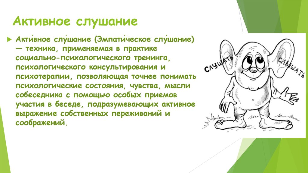 Активное слушание заключается в. Активное слушание. Техники активного слушания. Виды активного слушания. Активное слушание примеры.