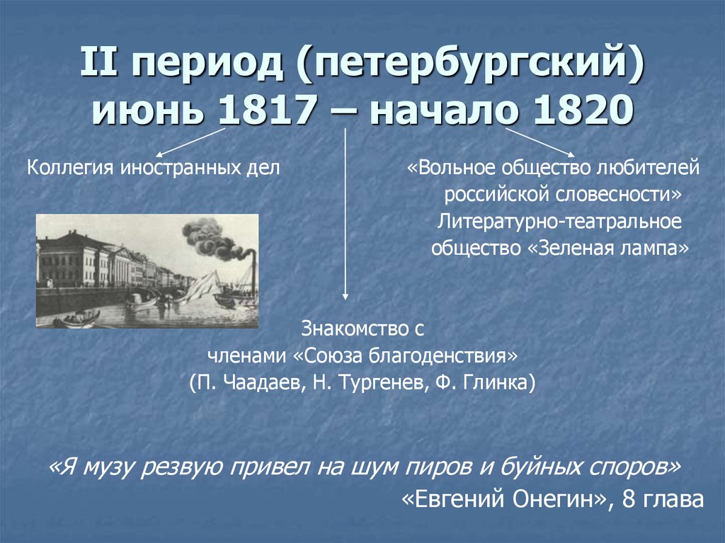 Петербургский период 1817-1820. Пушкин Петербургский период.