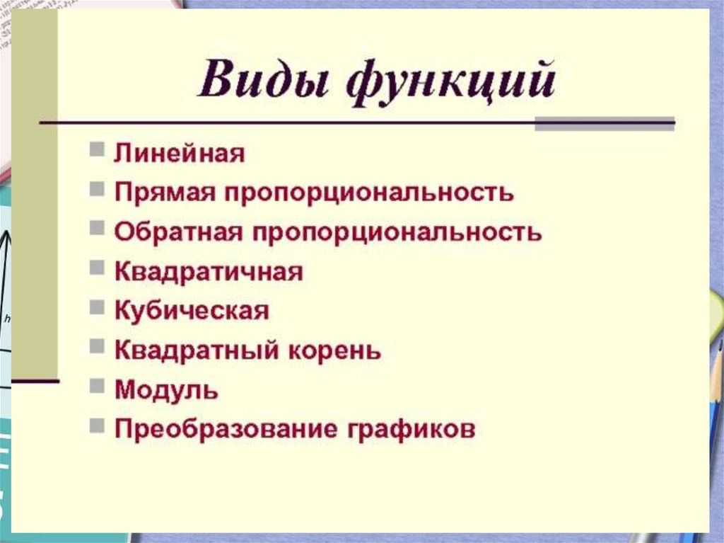 Виды функции системы. Виды функций. Виды функций в математике. Функция виды функций. Какие виды функций бывают.