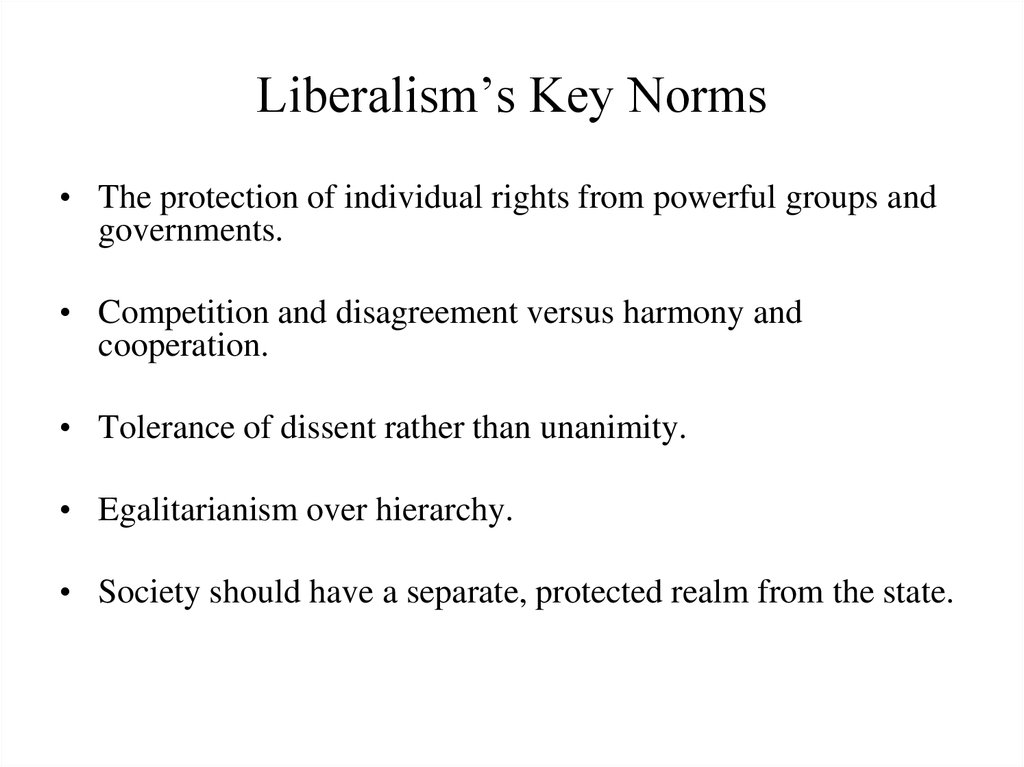 Liberalism’s Key Norms