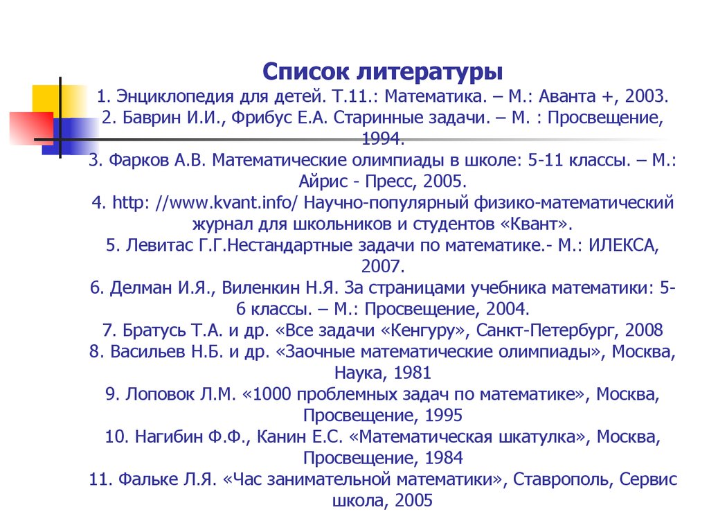 Финансовый результат список литературы. Список литературы. Список литературы математики. Приложение в списке литературы. Список литературы по математике для школьников.