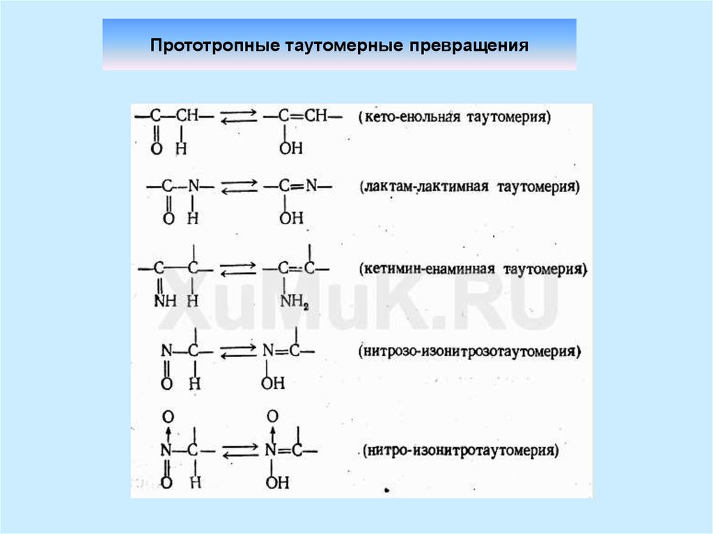 Схема таутомерных превращений