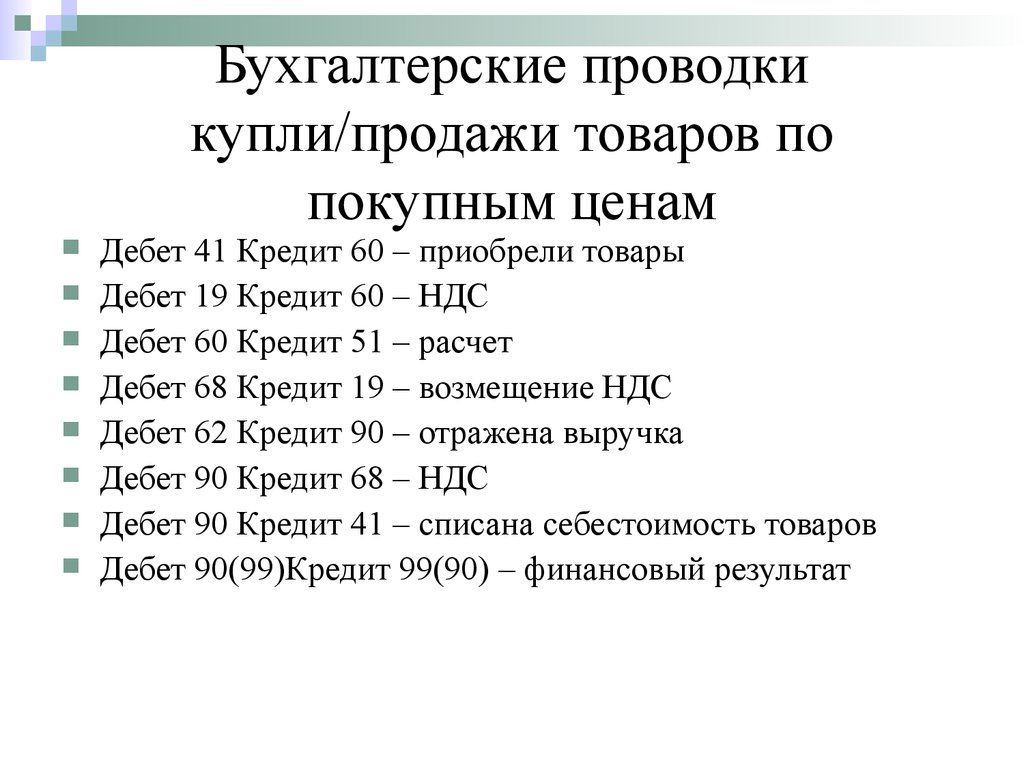 Реализация товаров бухгалтерском учете