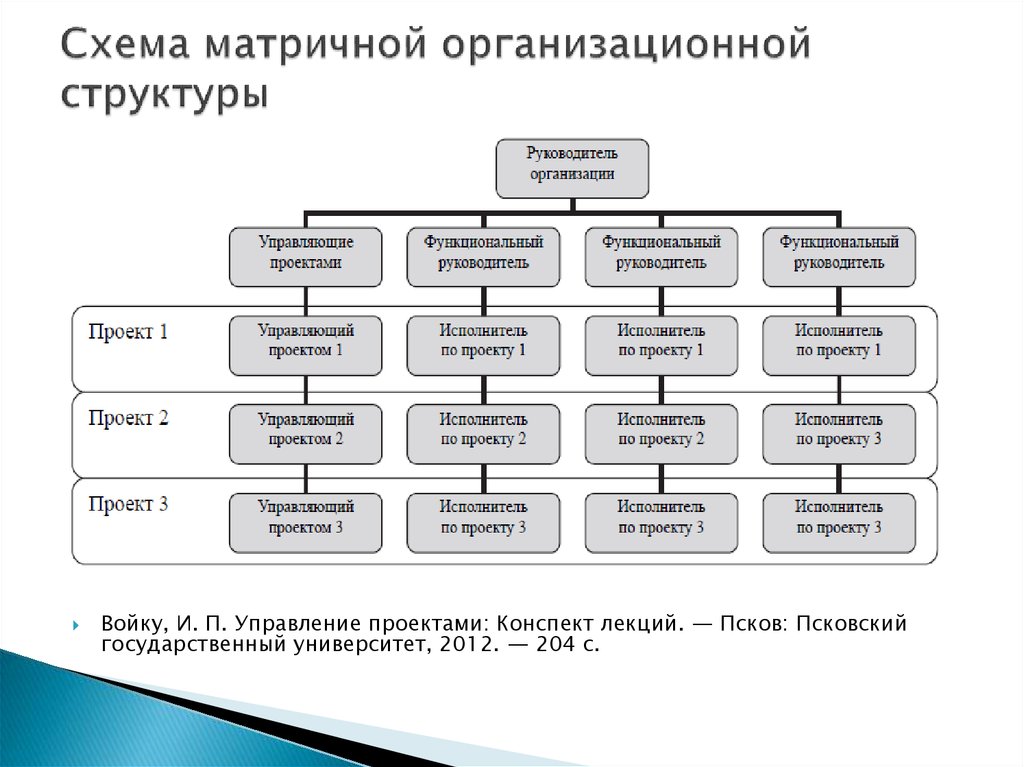 Схема матричной организационной структуры