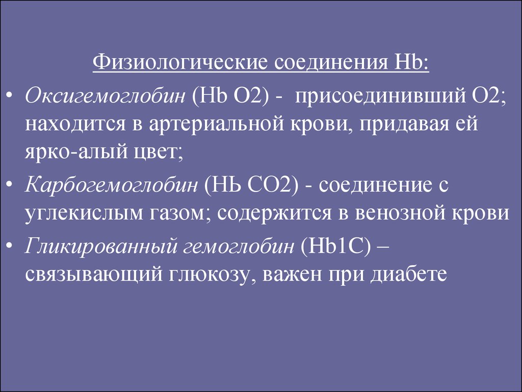 Физиологические соединения гемоглобина