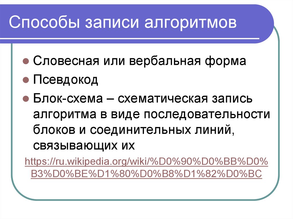 Способы записи алгоритмов презентация