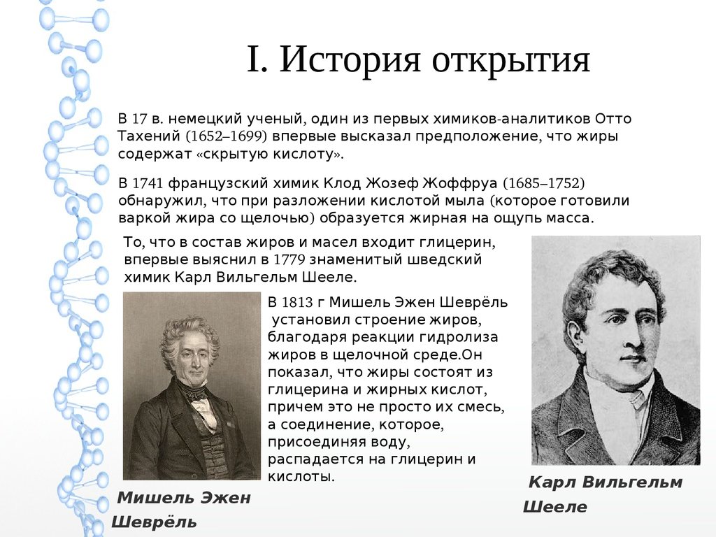 История открытия. Отто Тахений Химик. История открытия жиров. История открытий. Шеврель открыл.