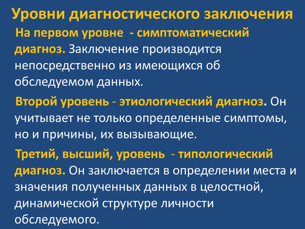 Уровни диагностики