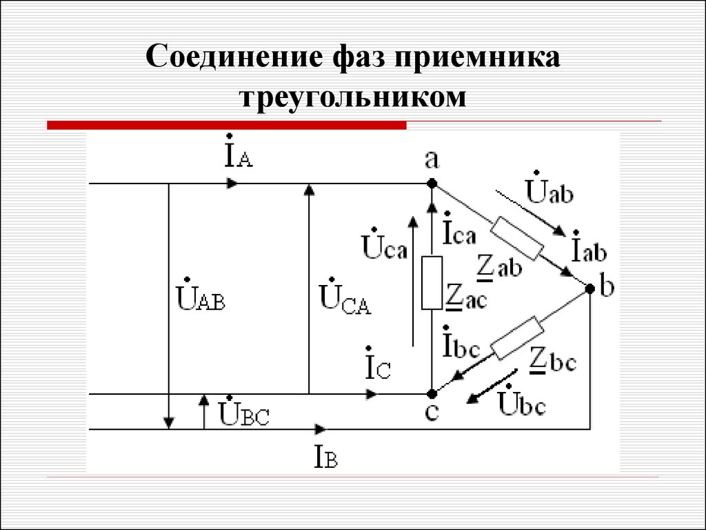 Соединение фаз приемника треугольником