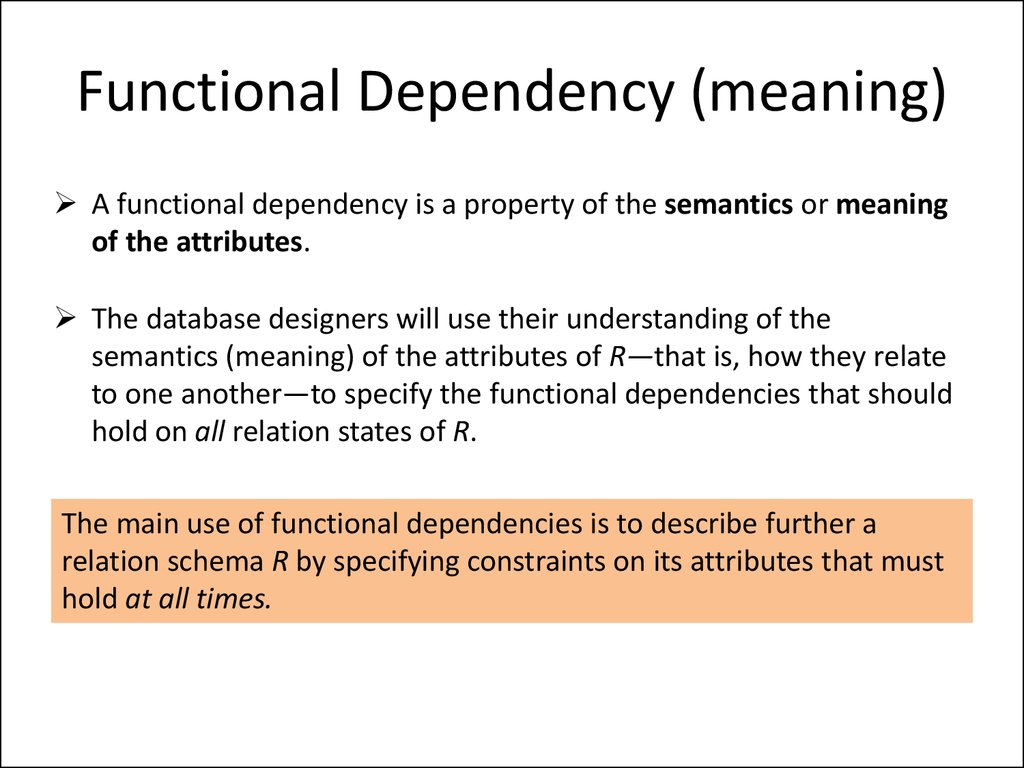 Functional Dependency (meaning)