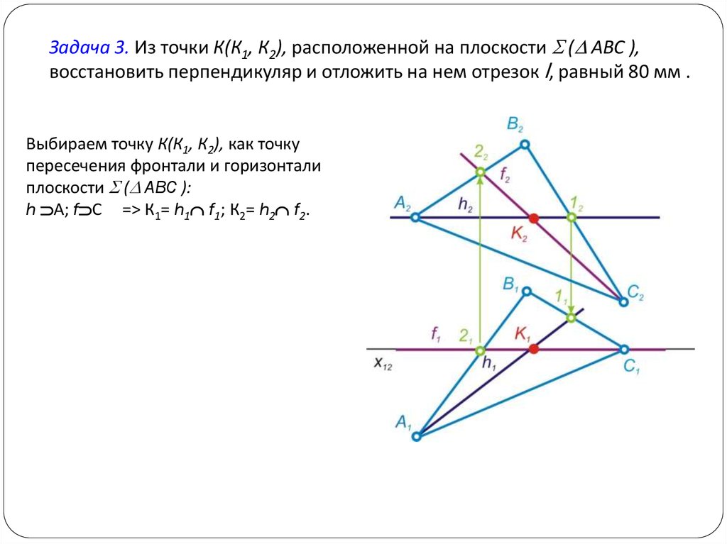 Точка пересечения отрезка и плоскости. Восстановить перпендикуляр к плоскости. Восставлен перпендикуляр. Опустить перпендикуляр из точки на плоскость. Как восстановить перпендикуляр к плоскости.