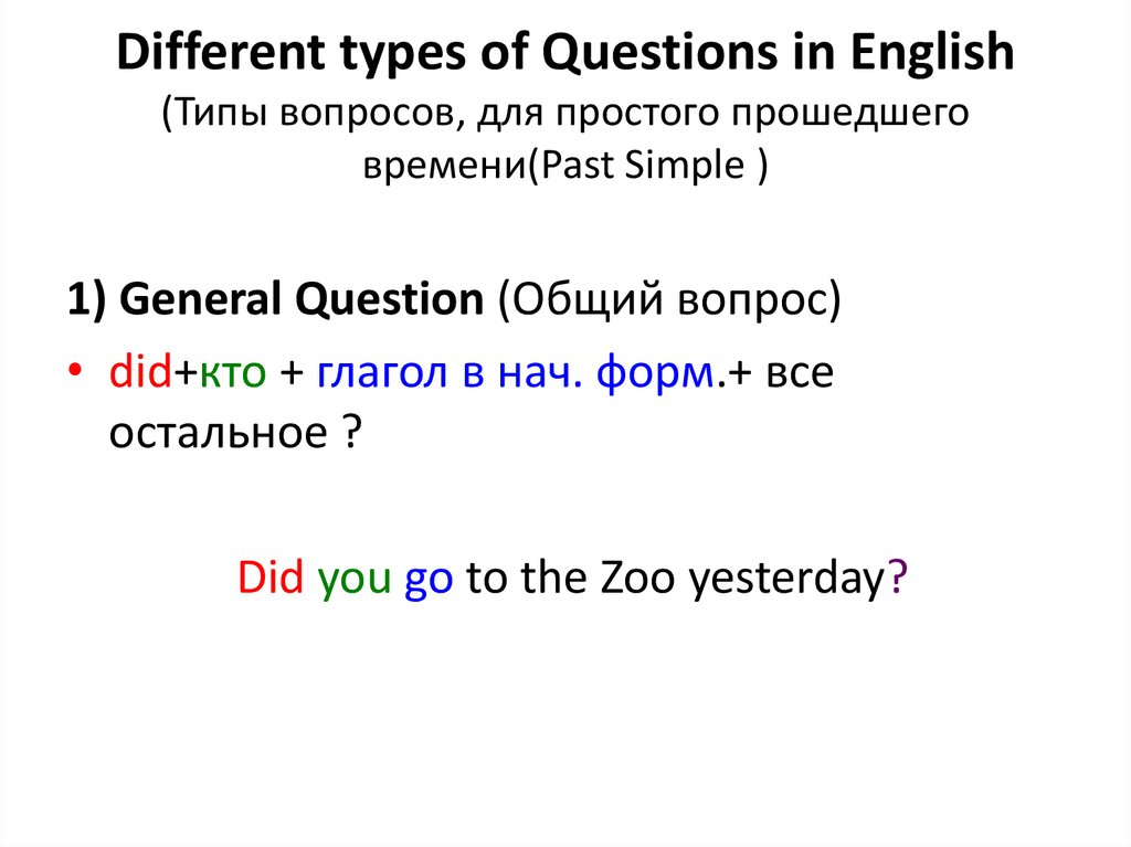 Types of questions презентация