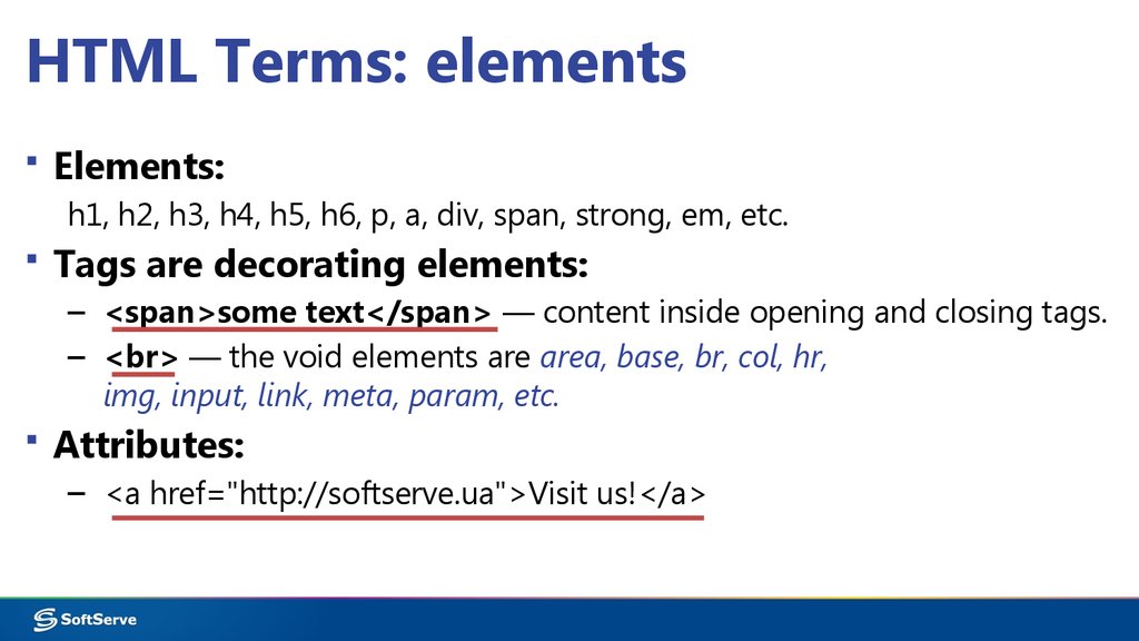 HTML Terms: elements
