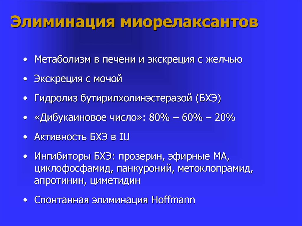 Элиминация что это в медицине. Миорелаксанты антидот. Миорелаксанты физиология. Метаболизм миорелаксантов. Миорелаксанты лекция.