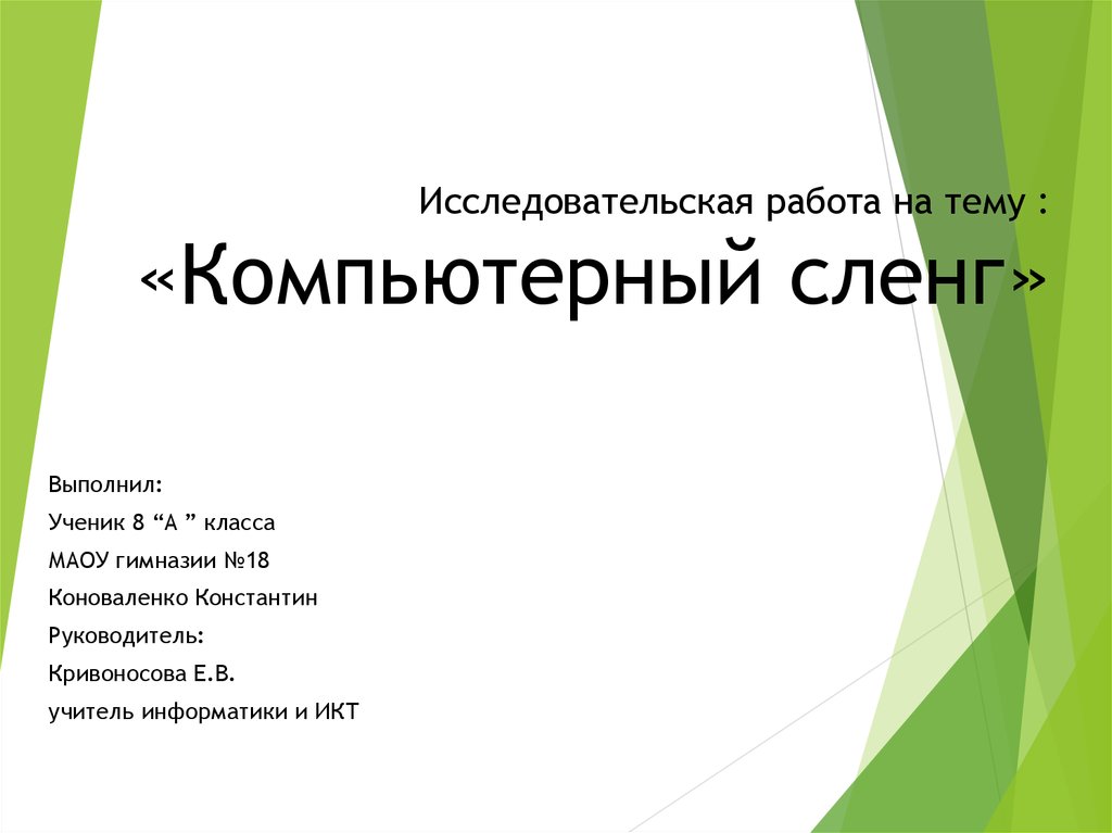 Курсовая работа по теме Компьютерный сленг