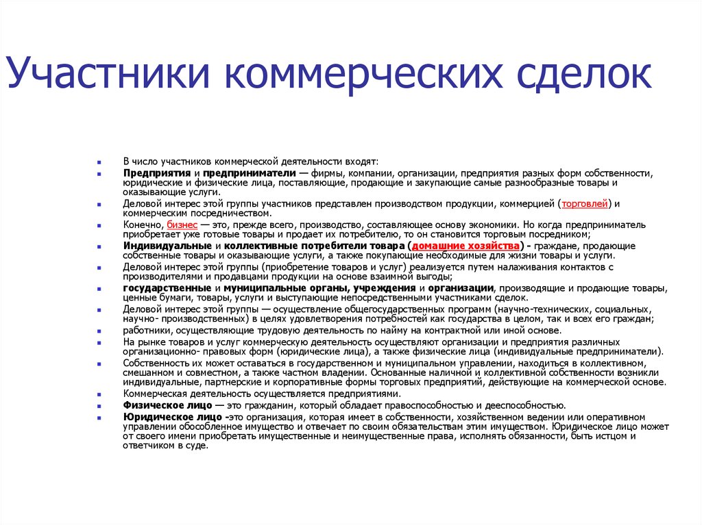 Можно ли физическому лицу. Участники сделки. Участники коммерческой сделки. Виды коммерческих сделок. Условия заключения коммерческих сделок.