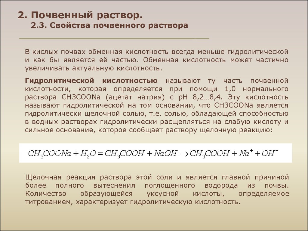 Реакция почвенного раствора