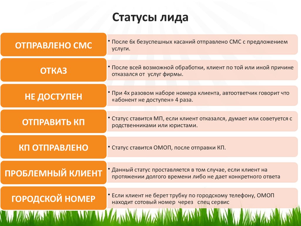 Парафия нпм лида. Статусы Лида. Статусы лидов. Состояние для лидов. Статусы работы с лидами.