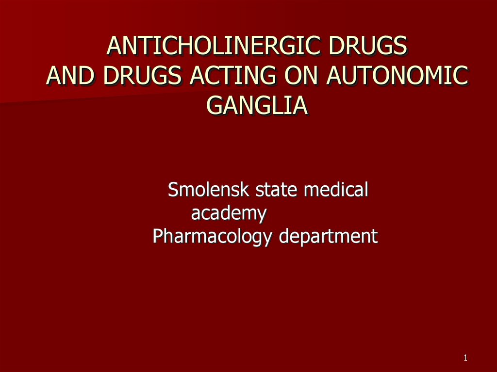 ANTICHOLINERGIC DRUGS AND DRUGS ACTING ON AUTONOMIC GANGLIA