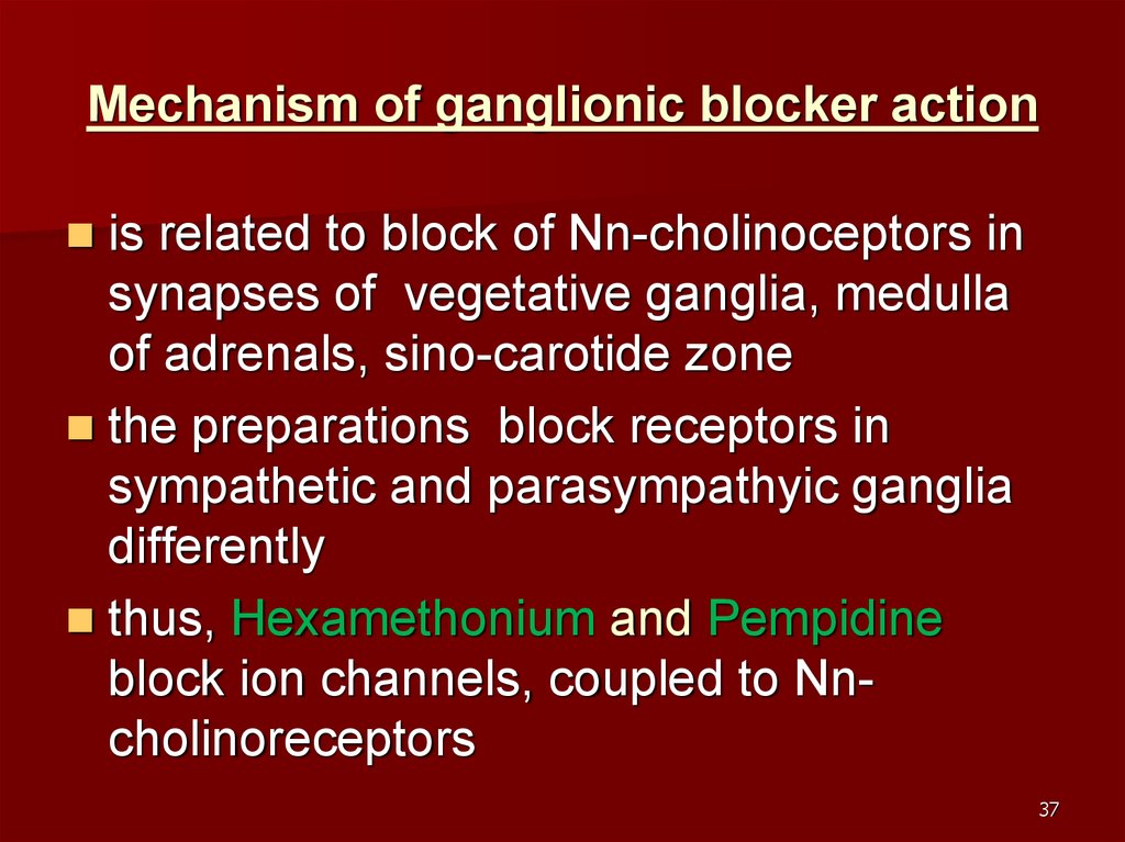 Mechanism of ganglionic blocker action