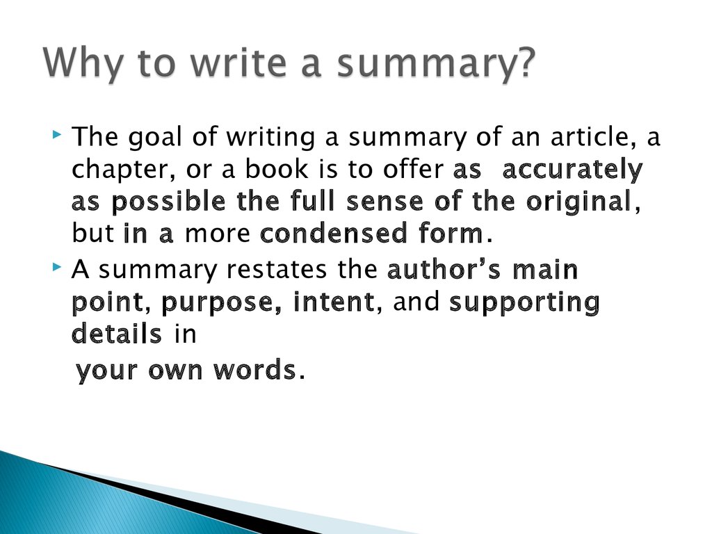 Writing a summary: Guidelines - презентация онлайн