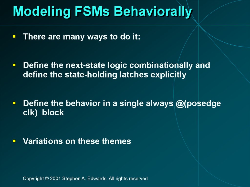 Modeling FSMs Behaviorally