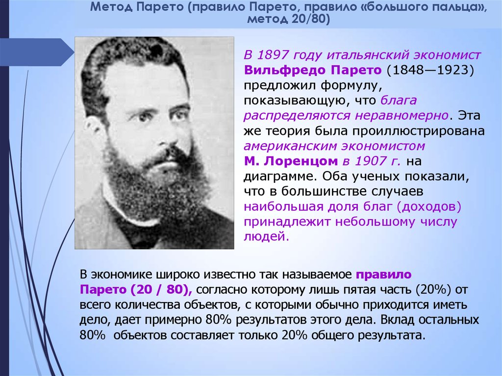 Парето. Вильфредо Парето в 1897 году. Теория 20/80 Вильфредо Парето. Принцип Вильфредо Парето. Вильфредо Парето 1897 правил 80 20.