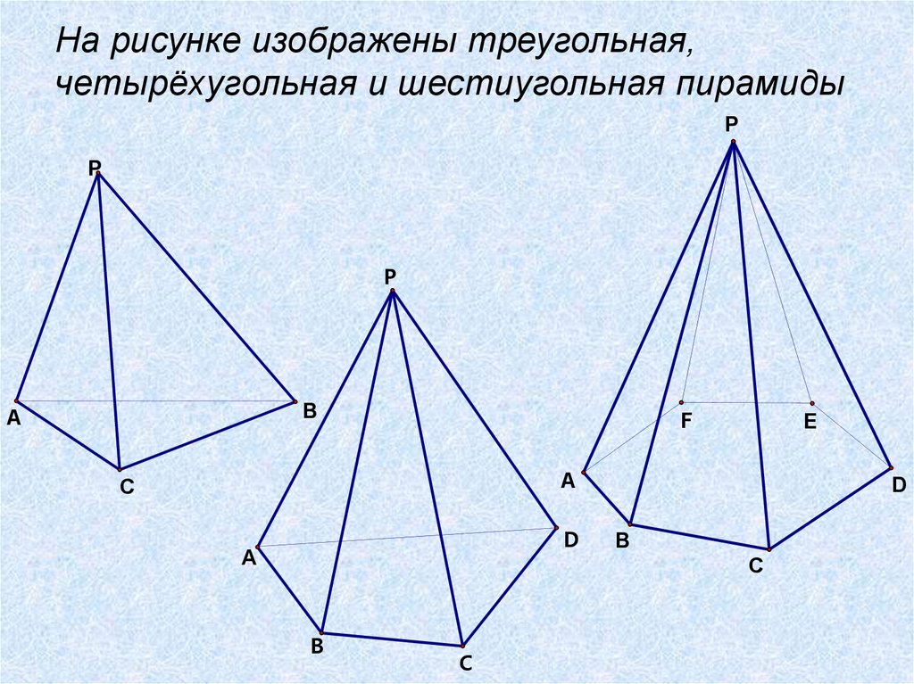 На рисунке изображена шестиугольная пирамида