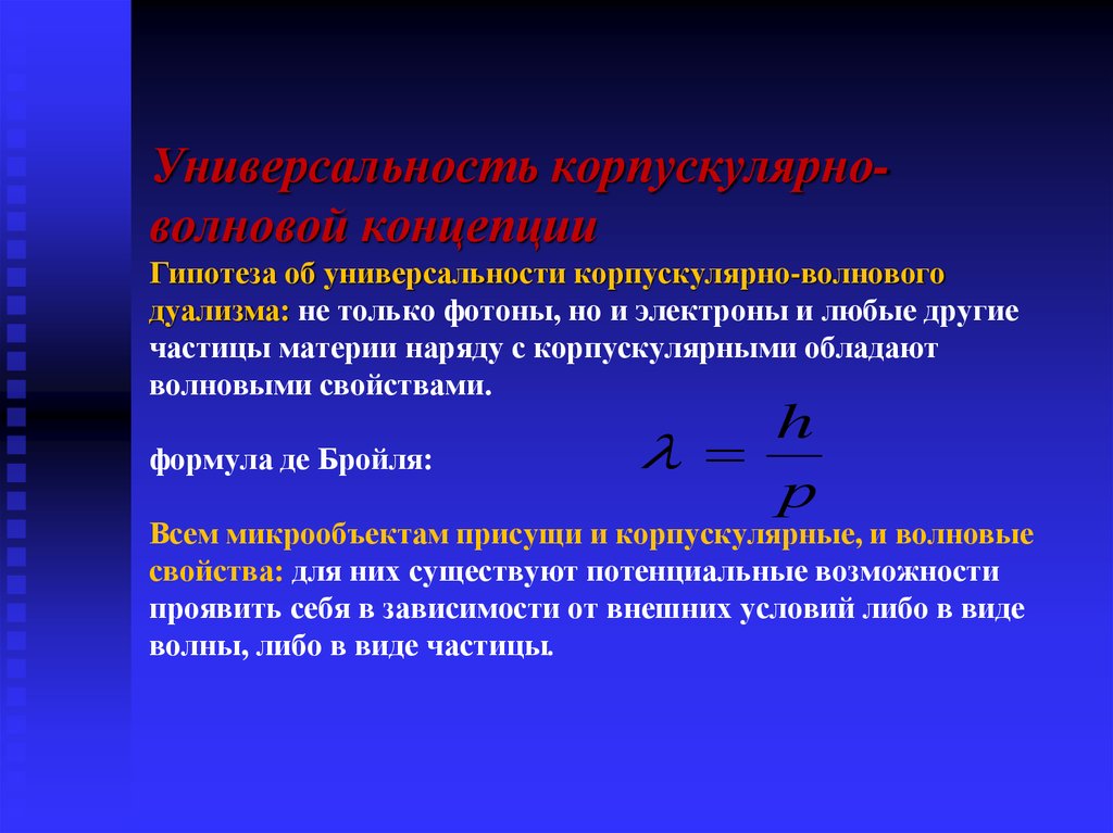 Волновые свойства проявляют. Универсальность корпускулярно-волнового дуализма. Универсальный характер корпускулярно волнового дуализма. Корпускулярно-волновой дуализм материи. Волновой дуализм.