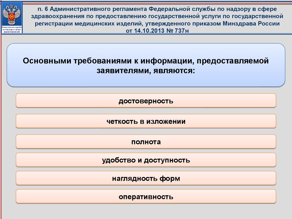 Регламенты федеральных служб