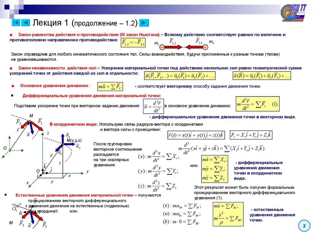 Скорость материальной точки уравнение движения. 2. Дифференциальные уравнения движения материальной точки.. 9.Дифференциальные уравнения движения материальной точки.. Уравнения и параметры движения материальной точки. Основное дифференциальное уравнение динамики материальной точки.