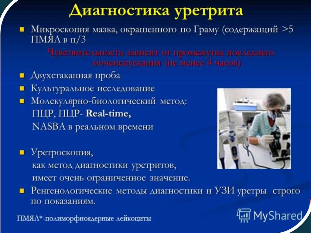 Покраснение уретры у мужчин. Методы обследование при уретрите. Лабораторная диагностика гонорейного уретрита.