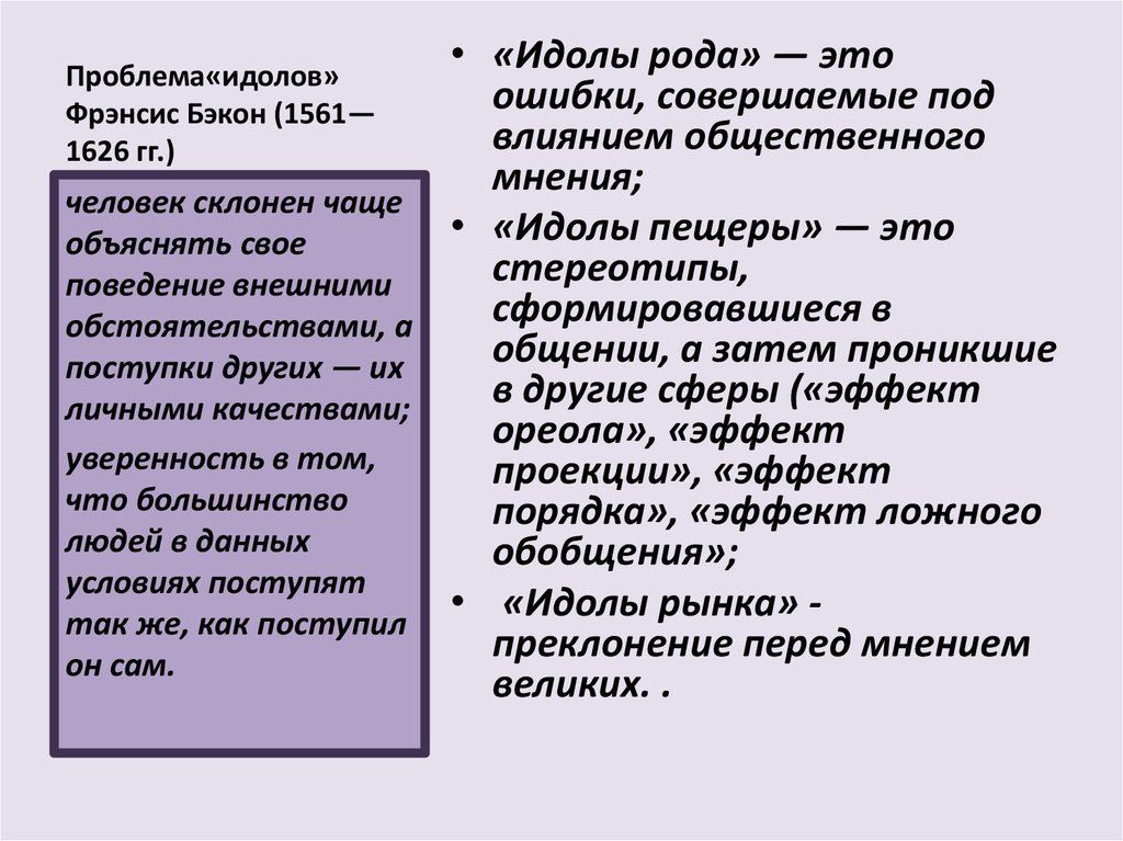 Бэкон назвал идолами