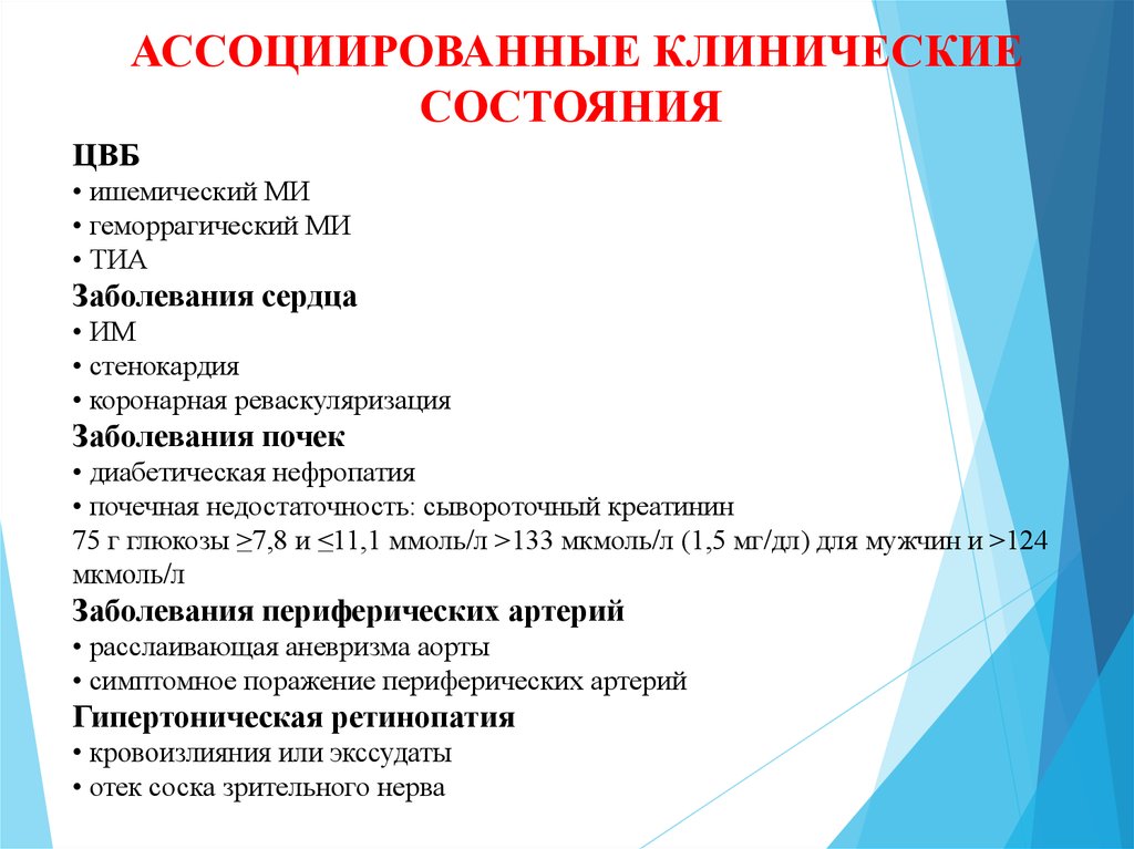 Клинические заболевания. Ассоциированные клинические состояния при артериальной гипертонии. Ассоциированное клиническое состояние при гипертонической болезни. Ассоцитрованные клтническте состлянтя. Акс ассоциированные клинические состояния.