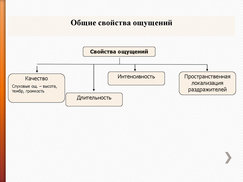 Свойства ощущений качество интенсивность