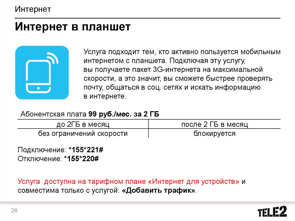 Тариф интернет для планшета