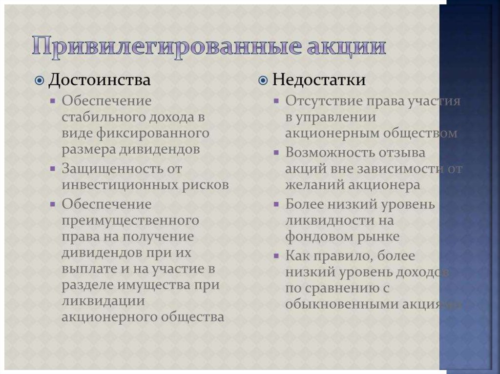 Преимущества простых. Преимущества привилегированных акций. Преимущества и недостатки обыкновенной акции. Недостатки обыкновенных акций. Преимущества и недостатки акций.