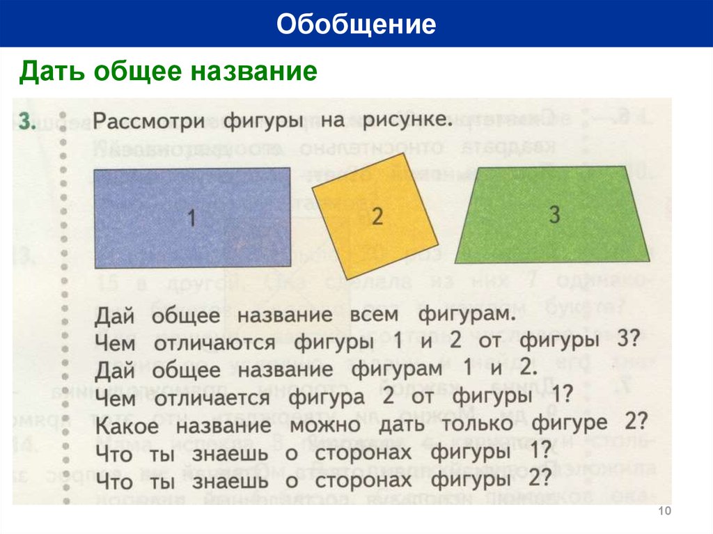 Рассмотри фигуры на рисунке. Общее название фигур на рисунке.